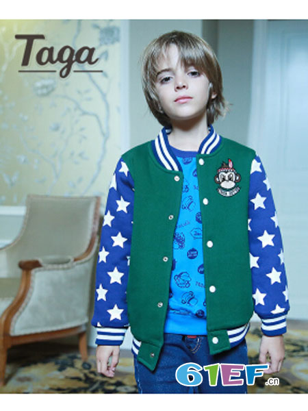 TAGASPIRIT童装品牌2018秋冬拼接棒球服韩版卡通卫衣外套