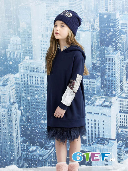 可米芽童装品牌2018秋冬中长款洋气加绒保暖上衣时髦打底衫