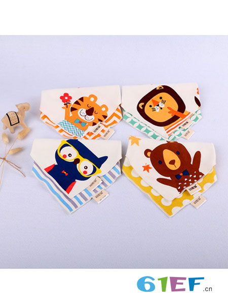 婴童用品儿童围兜 卡通全棉口水巾 夏季儿童三角巾
