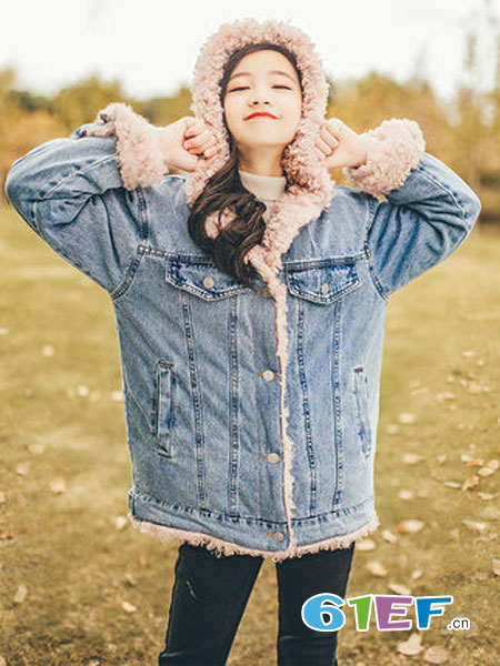 超级邦尼童装童装品牌2018秋冬韩版女孩洋气牛仔风羊羔绒