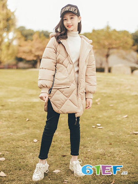 品牌2018秋冬韩版洋气棉袄女童12-15岁中长款加厚棉衣外套