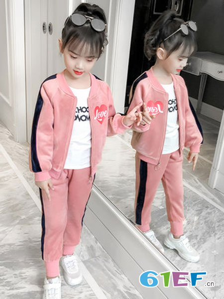 欧嘉尼童装品牌2018秋冬韩版时尚小女孩时髦洋气运动两件套
