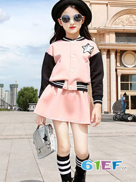 童装品牌新款韩版中大童外套裙子两件套