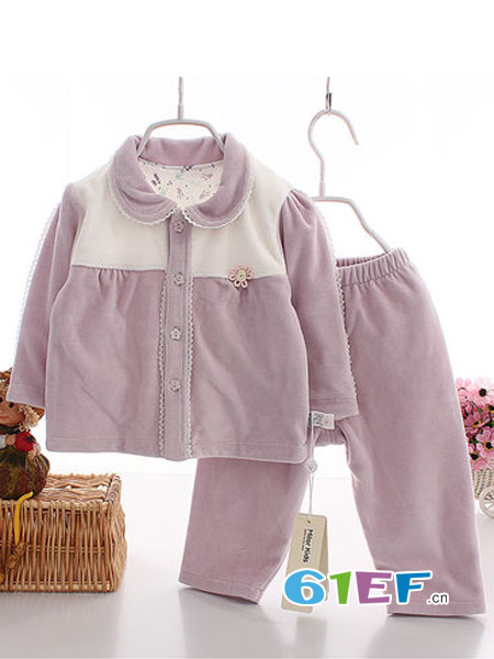 米乐熊、莫菲鱼童装品牌2018秋冬天鹅绒翻领套装婴儿儿童夹衣