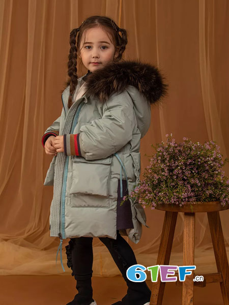 威斯米 品牌2018秋冬大童洋气中长款女孩棉服外套