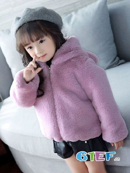 可娃衣童装品牌2018秋冬韩版仿皮草加厚外套