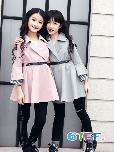 童装品牌2018秋冬淑女束腰小个子毛呢子大衣外套