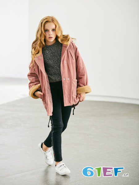 可趣可奇童装品牌2018秋冬新款韩版时尚洋气中长款加厚高领外套