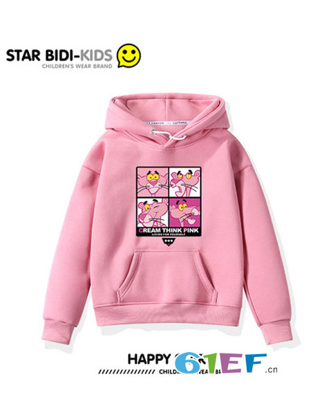 童装品牌2018秋冬皮粉色卫衣洋气