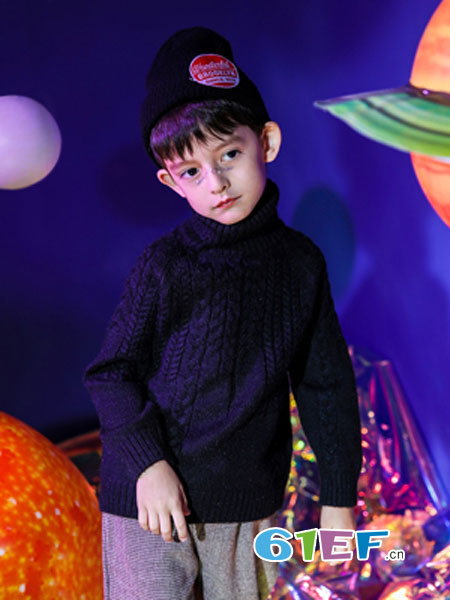 汤尼罗宾童装品牌2018秋冬新品新款加厚高领保暖小男孩打底衫