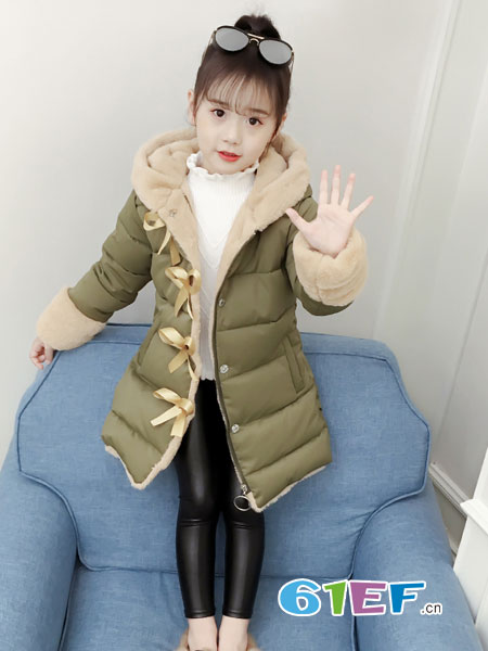 OLAMLEIZ KIDS童装品牌2018秋冬韩版洋气棉服加厚儿童中长款棉袄