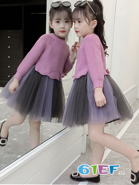 OLAMLEIZ KIDS童装品牌2018秋冬新款韩版针织毛衣儿童秋冬裙两件套