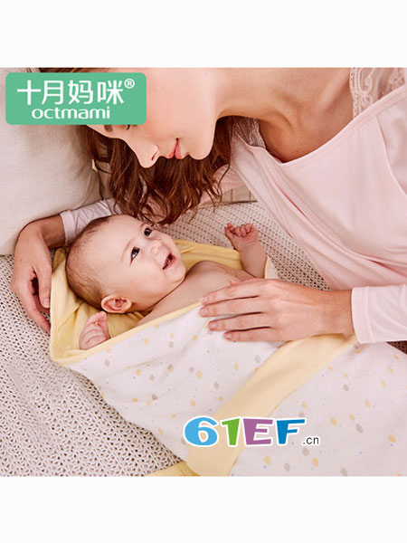 十月妈咪婴童用品针织印花抱被 宝宝全棉柔软保暖婴童用品
