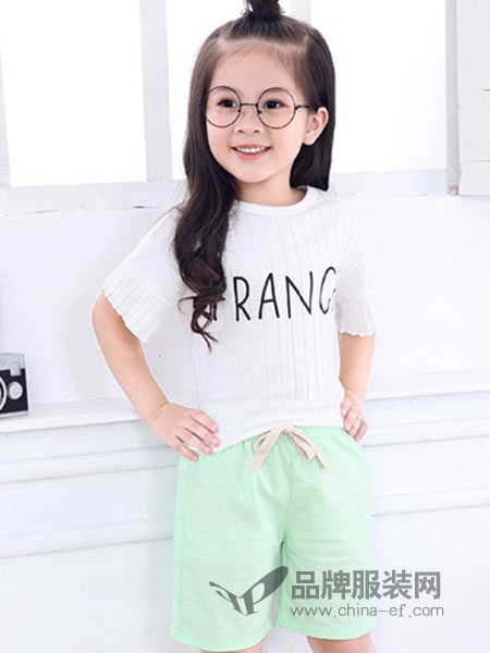 摩卡小宝童装品牌2018春夏白色字母T恤