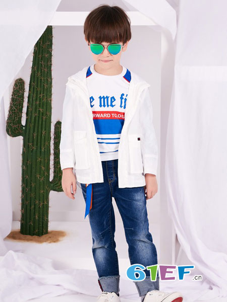 捷米梵童装品牌2019春季新款韩版中大童儿童后背印花外套