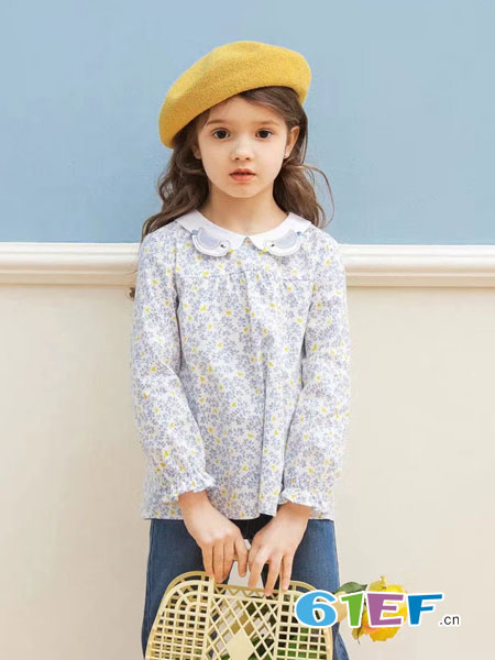 童装品牌2019春季女童娃娃领打底衫中大童