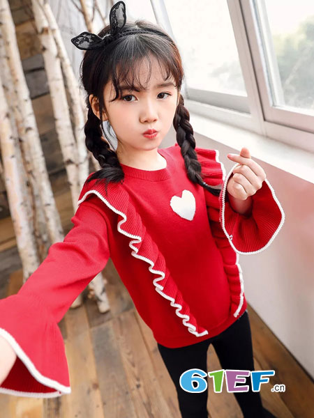 童装品牌2019春季新款韩版可爱中童洋气套头毛衣公主