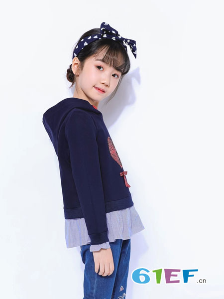 8eM童装童装品牌2019春季新款假两件套头休闲宽松显瘦上衣