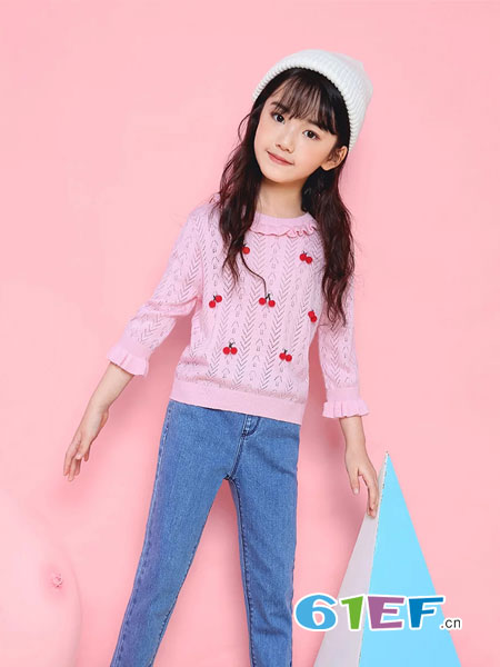 童装品牌2019春季新款女童公主风圆领球球毛衣