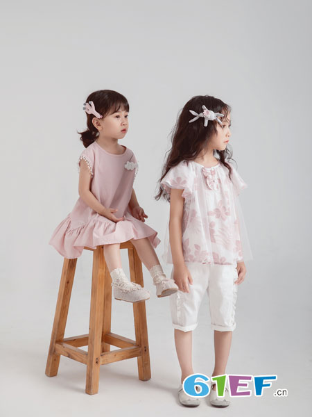 LQ童装品牌2019春季新款水墨印花短袖两件套