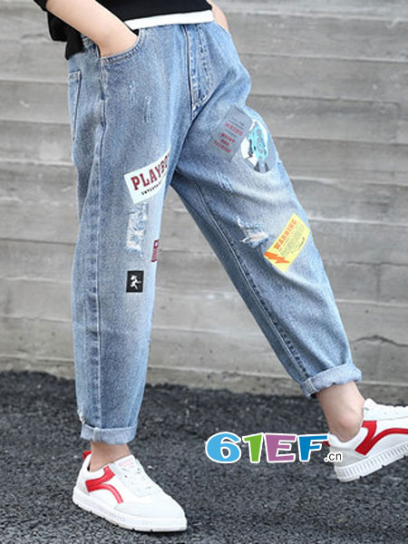 比特龙 - bitelong童装品牌2019春季洋气牛仔裤儿童韩版修身裤子长裤潮童