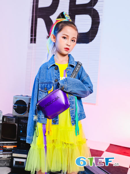 爱心果童装品牌2019春季新款韩版潮衣儿童洋气套裙时尚牛仔裙两件套