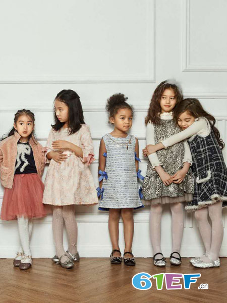 童装品牌2019春季女童羊毛套装名媛风洋气外套连衣裙新品