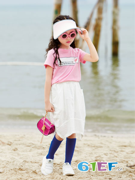 玛玛米雅童装品牌2019春夏新品三色日系甜美英文印花T恤