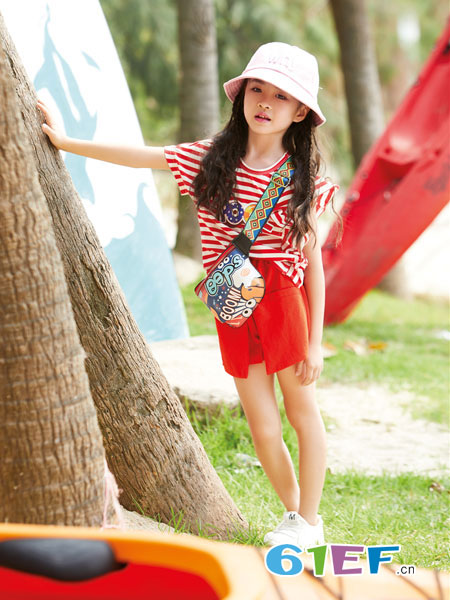 玛玛米雅童装品牌2019春夏韩版中大童棉质条纹休闲T恤上衣