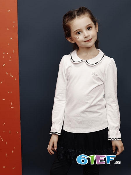 小猪班纳童装品牌2019春季女童儿童大童装纯棉长袖上衣打底衫