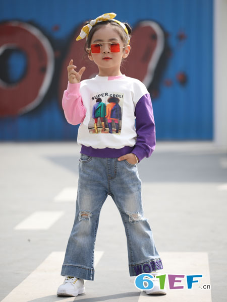淘气贝贝/可趣可奇/艾米艾门童装品牌2019春季卫衣纯棉圆领中大童韩版儿童拼色T恤