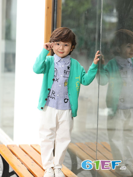 淘气贝贝/可趣可奇/艾米艾门童装品牌2019春季韩版宽松洋气长袖毛线针织开衫外套