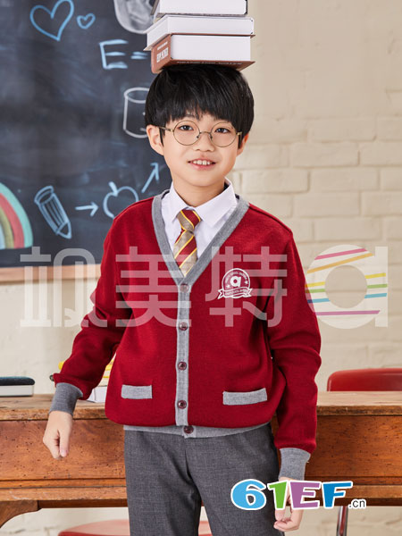 童装品牌2019春季儿童韩版针织衫中大童V领羊毛针织开衫