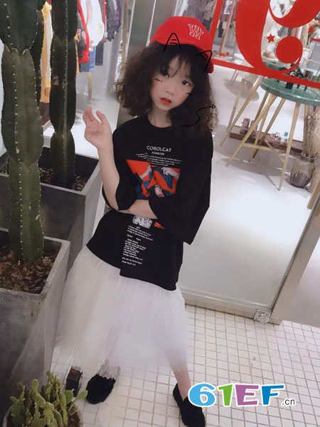 猫王COROLCAT童装品牌2019春季韩版宽松圆领五分袖上衣