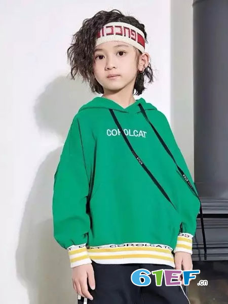 猫王COROLCAT童装品牌2019春季简约套头连帽上衣韩版卫衣