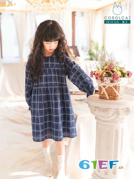 猫王COROLCAT童装品牌2019春季新款格子连衣裙韩版潮衣童装女洋气公主儿童裙子