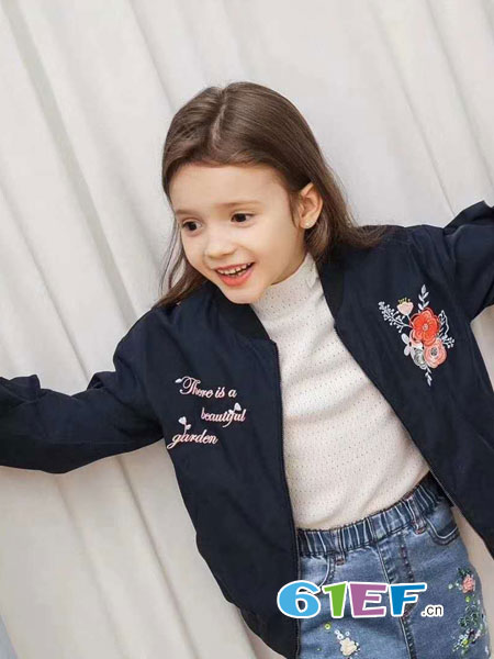kids puella童装品牌2019春季新款女童外套韩版绣花图案洋气短款衣服时尚
