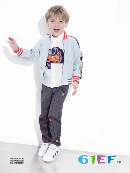 童装品牌2019春季韩版织带装拉链衫中大童洋气两件套
