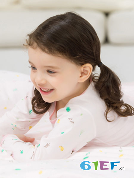 童眠童棉BLUEKIDS童装品牌2019春季粉色条纹印花套装