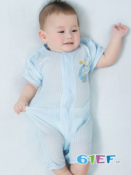 童眠童棉BLUEKIDS童装品牌2019春季连体衣薄款短袖两件套装