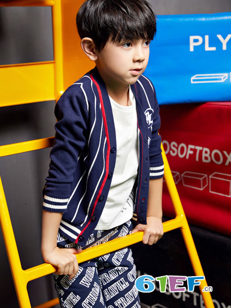 poipoilu（泡泡噜）童装品牌2019春季韩版纯棉线针织衫棒球外套毛衣开衫