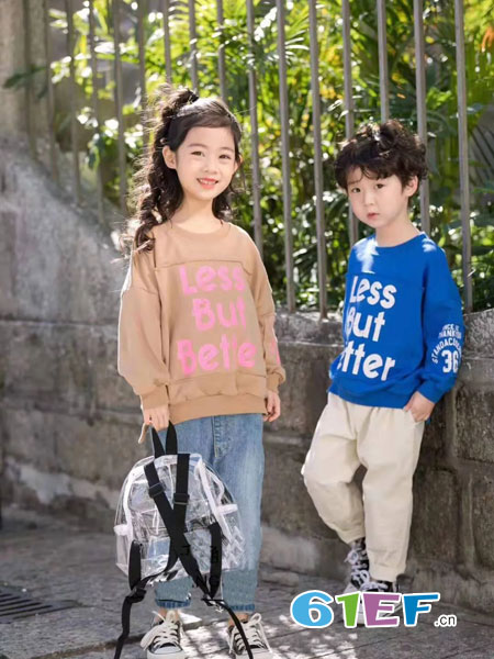 琴小鸥qinxiaoou童装品牌2019春季两件套纯色男童女童柔卫衣