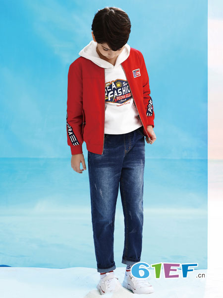 巴柯拉童装品牌2019春季男童字母印花夹克衫外套韩版潮