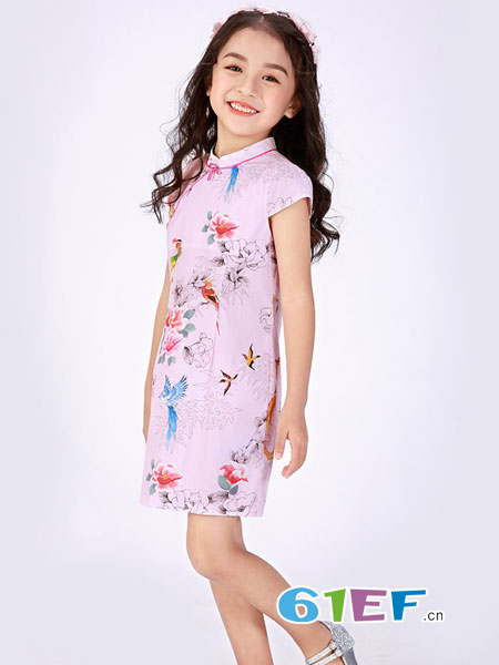 布布发现童装品牌2019春季女童梭织旗袍复古中国风纯棉无袖连衣裙