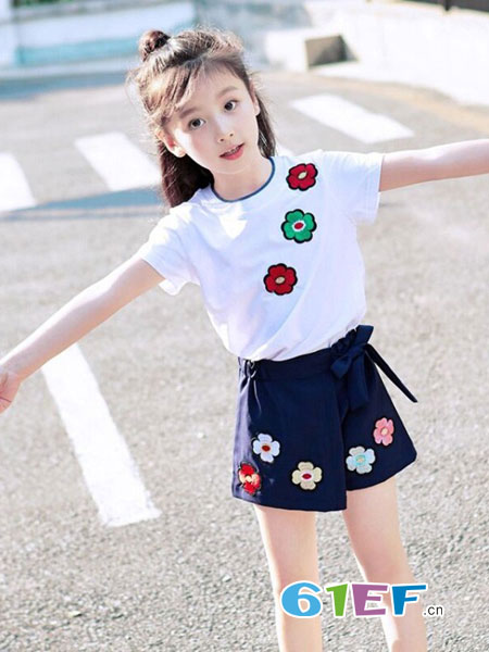 童优会童装品牌2019春夏韩版洋气女孩衣服短袖两件套潮