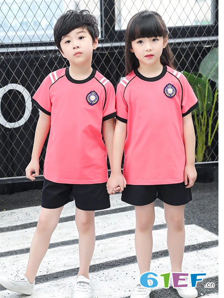 威酷童装品牌2019春夏服全棉短袖套装儿童校服运动会