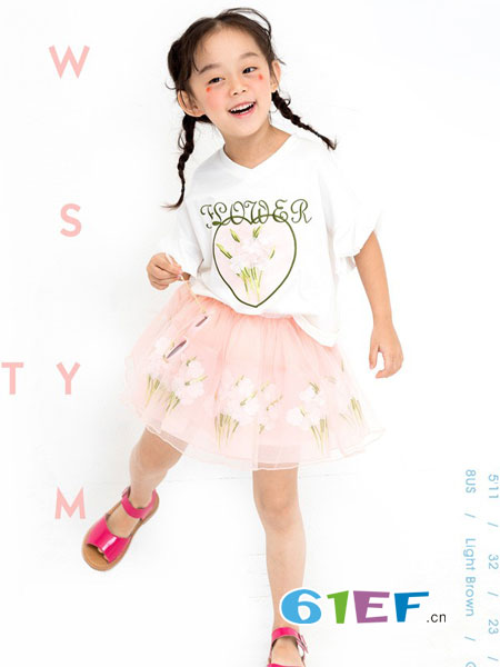 西萌叮童装品牌2019春夏新款韩版女童印花儿童短袖t恤半身裙套装