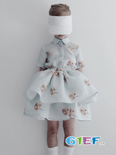童装品牌2019春夏比利时玫瑰花女童裙蓬蓬吊带连衣裙