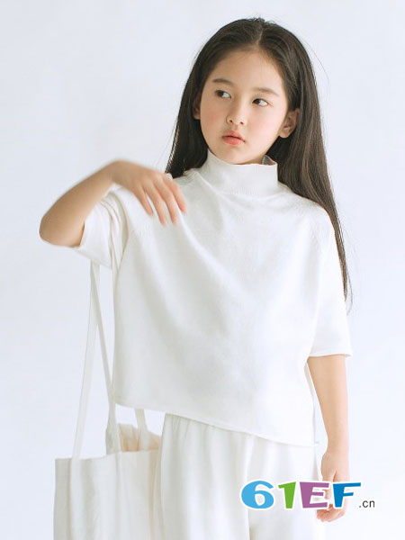 童装品牌2019春夏女童半高领针织衫中袖T恤儿童打底衫