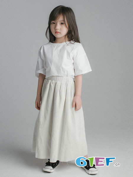 童装品牌2019春夏流行款刺绣棉质半身裙